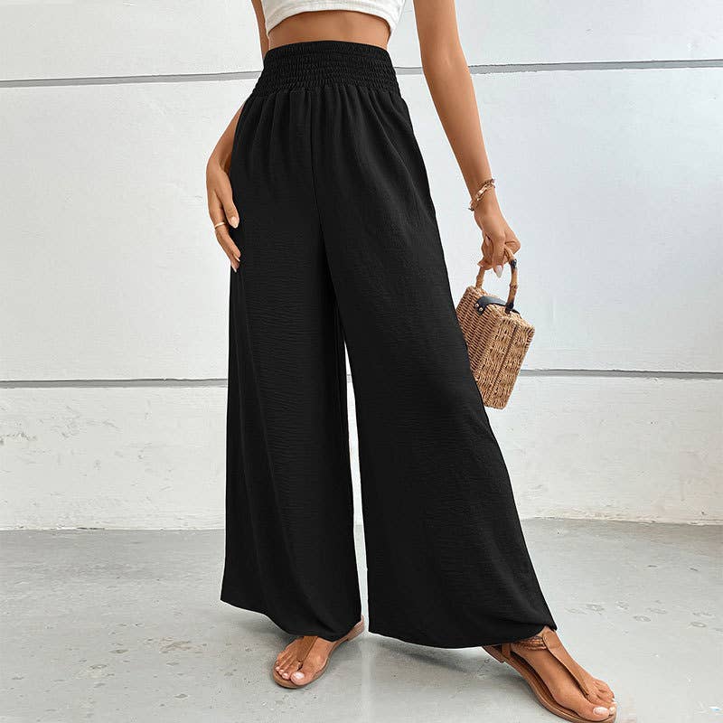 Simple Flared Wide-Leg Pants: Black / M