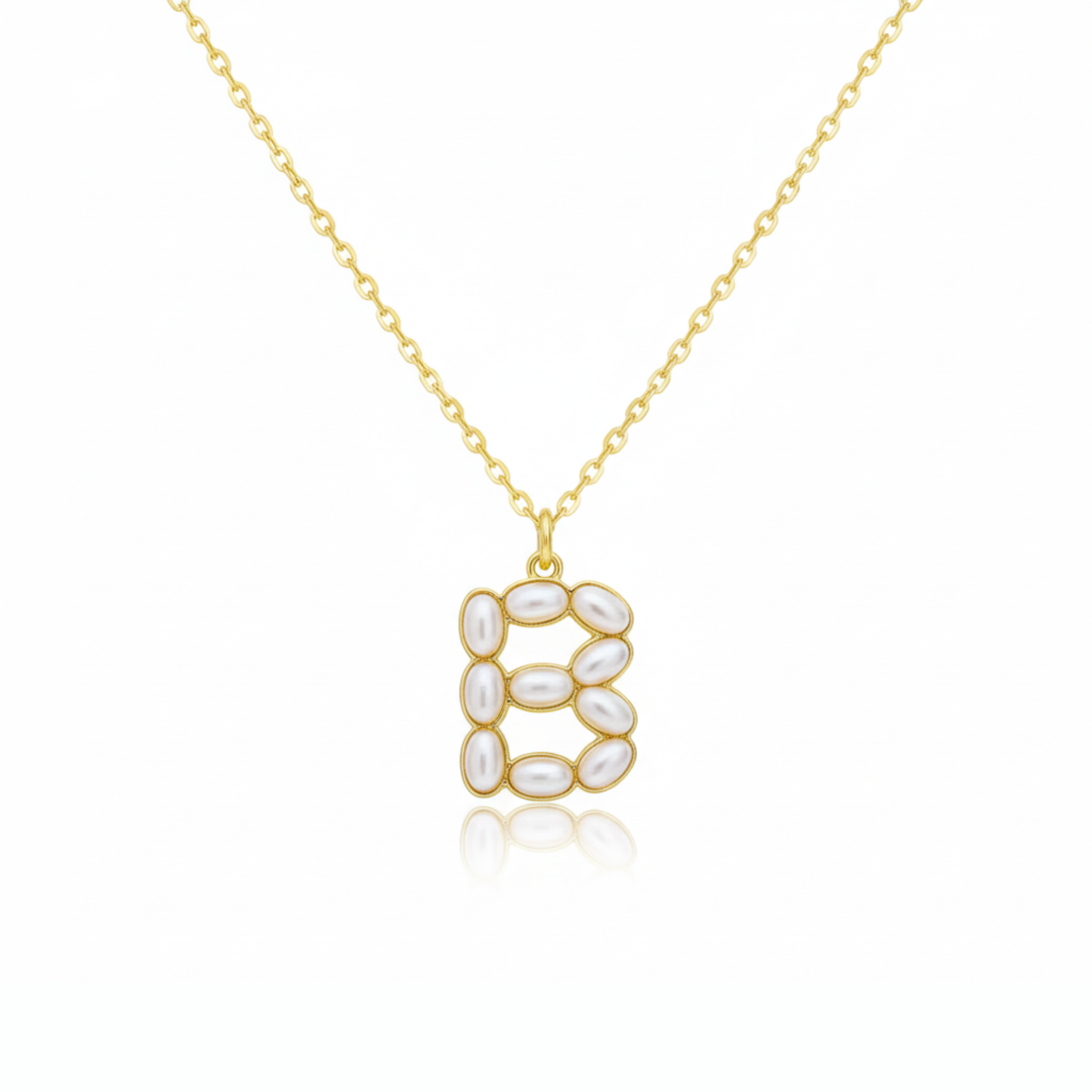 Pearl Mosaic Initial Pendant Necklace: S