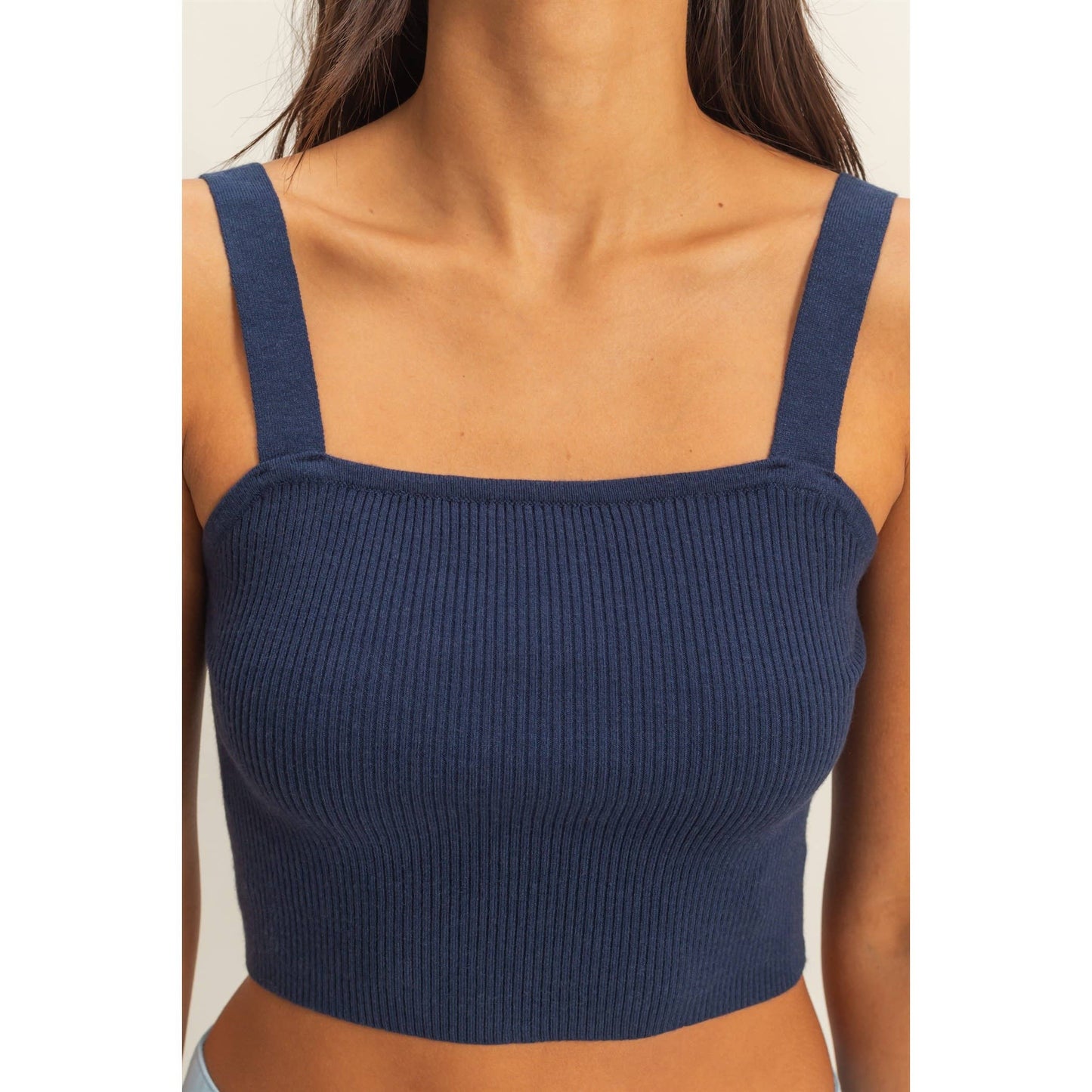 Ribbed Cropped Tank Top: CORAL / S-M-L(2-2-2)