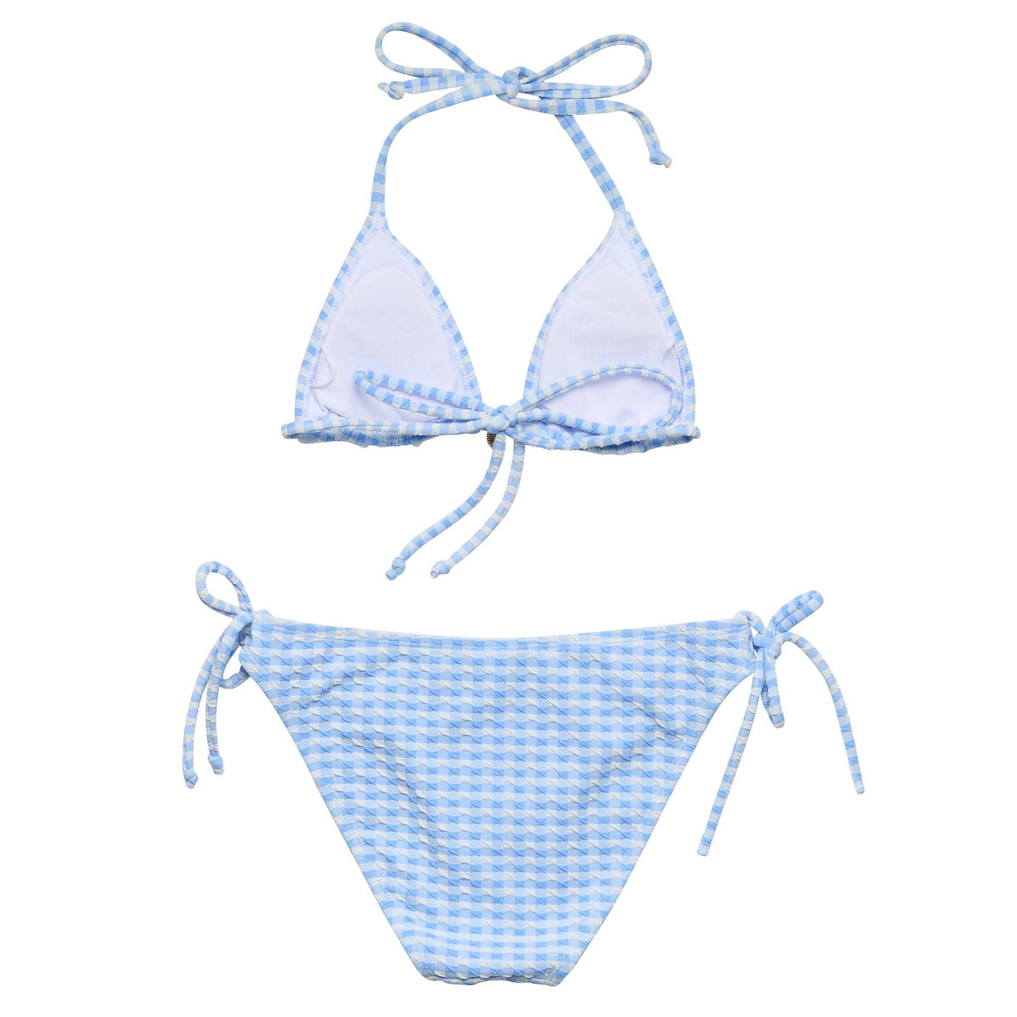 Seaside Gingham Charm Triangle Bikini: 10 (9-10y)