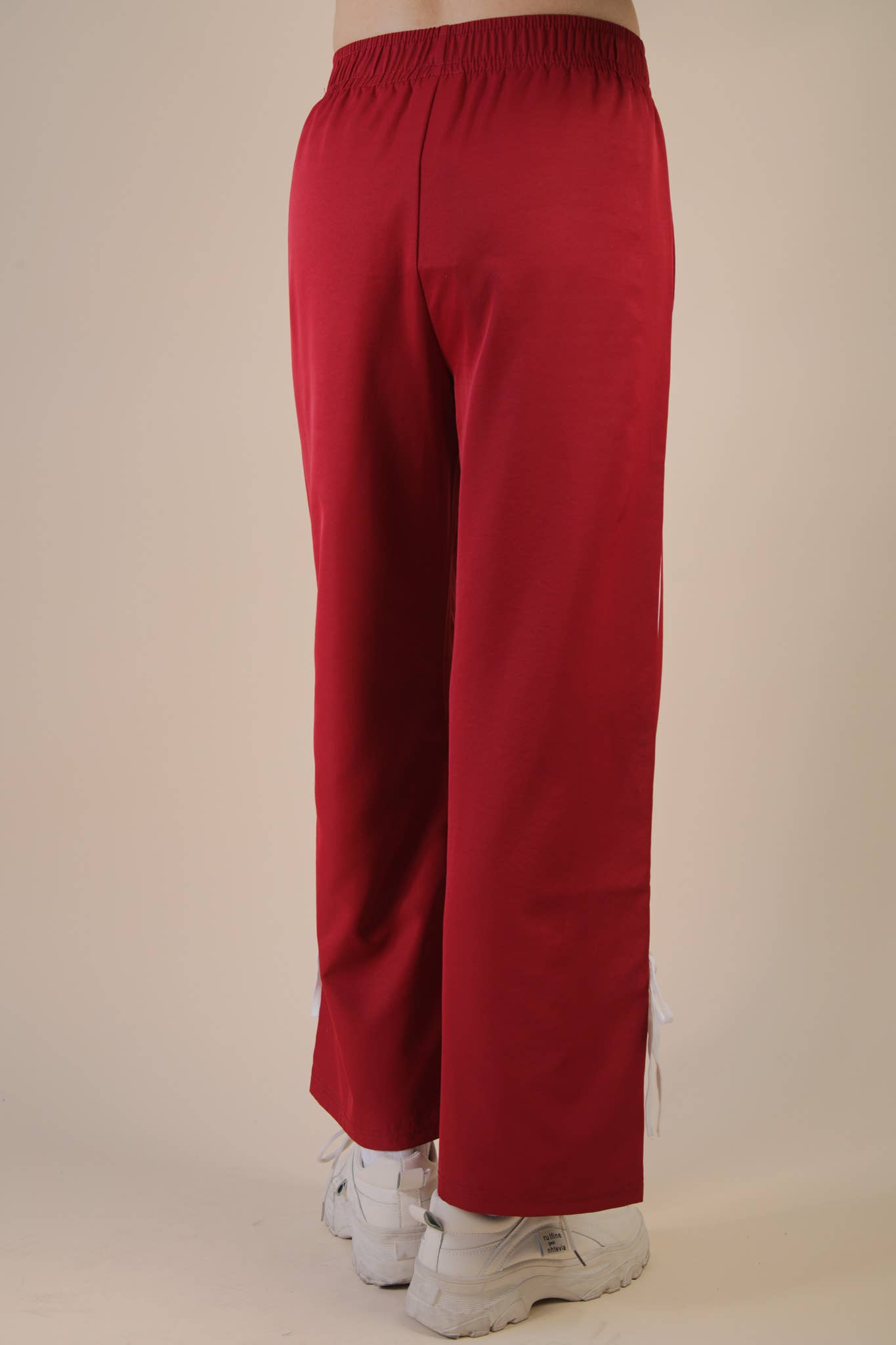 NP70839-Side Ribbon Detail Jersey Pants: BLACK / S-M-L/2-2-2