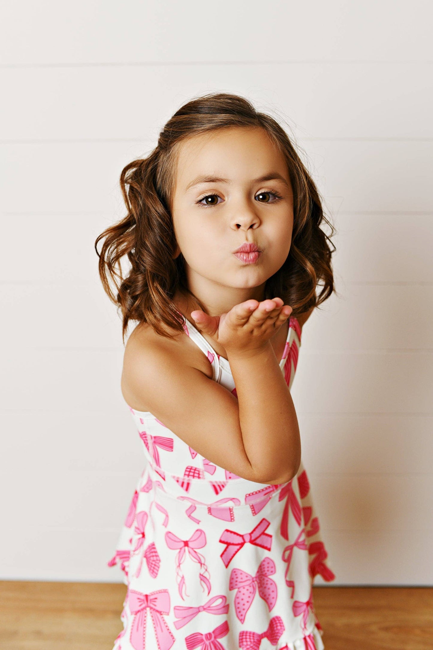Girls White & Pink Bow Athletic Active Sport Ruffle Dress: 7/8