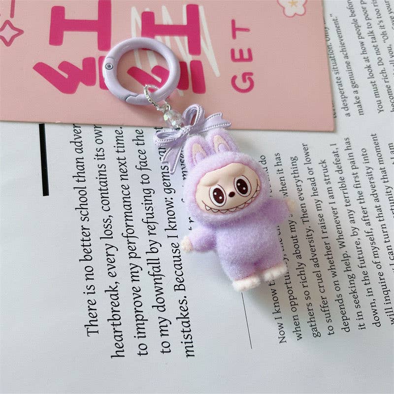 Fluffy Labubu Bow keychain Bow bag charm thank you gift: 10PC-Set
