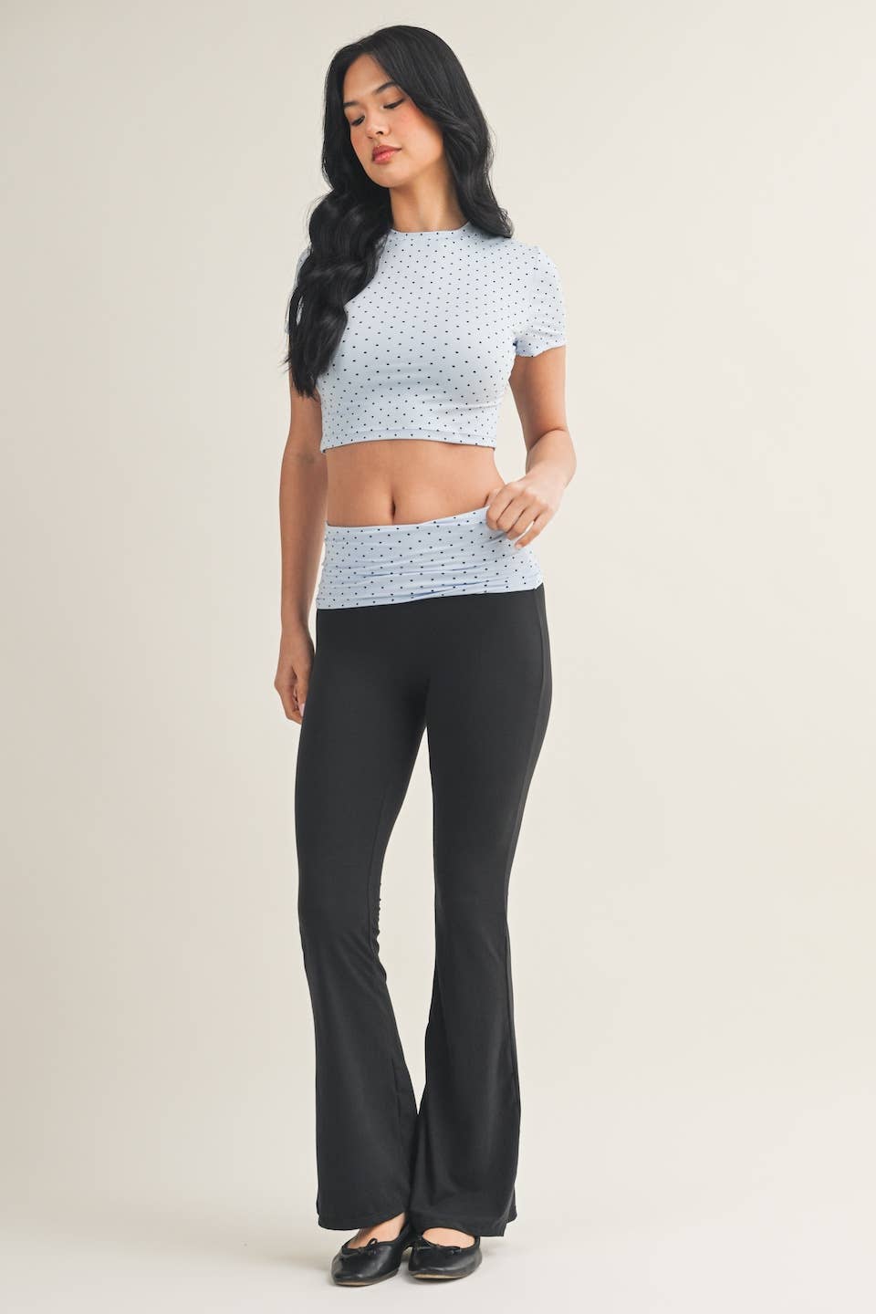 Polka Dot Soft Knit Jersey Crewneck Tee: Pink Polka Dot / S