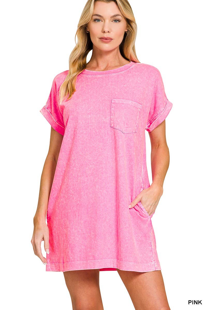 Halo Washed Premium Cotton T-shirts Dress: DEEP SKY / 2-2-2(S-M-L)