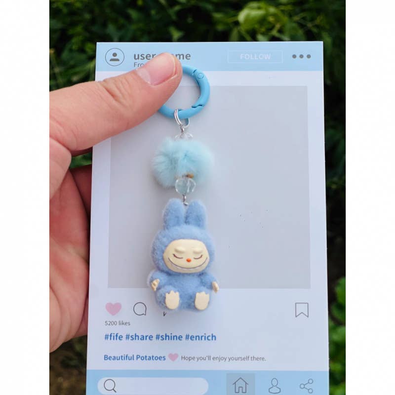 Fluffy Labubu The Monsters keychain bag charm: Pistachio / S