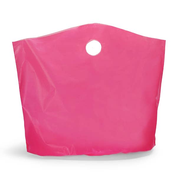 Wave Top Plastic Merchandise Bags: Blazing Pink / Medium 18x15x6"