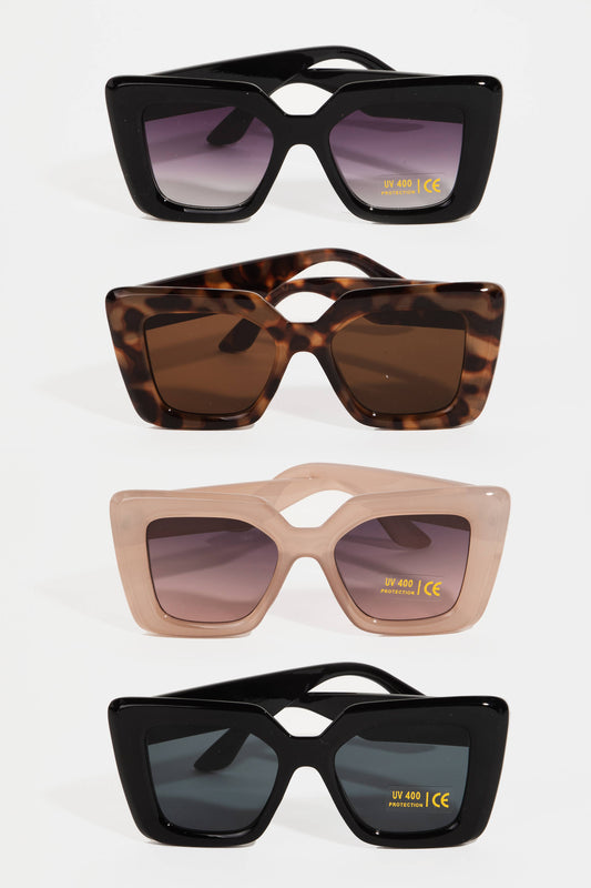 Thick Plastic Frame Cat Eye Sunglasses: Assorted
