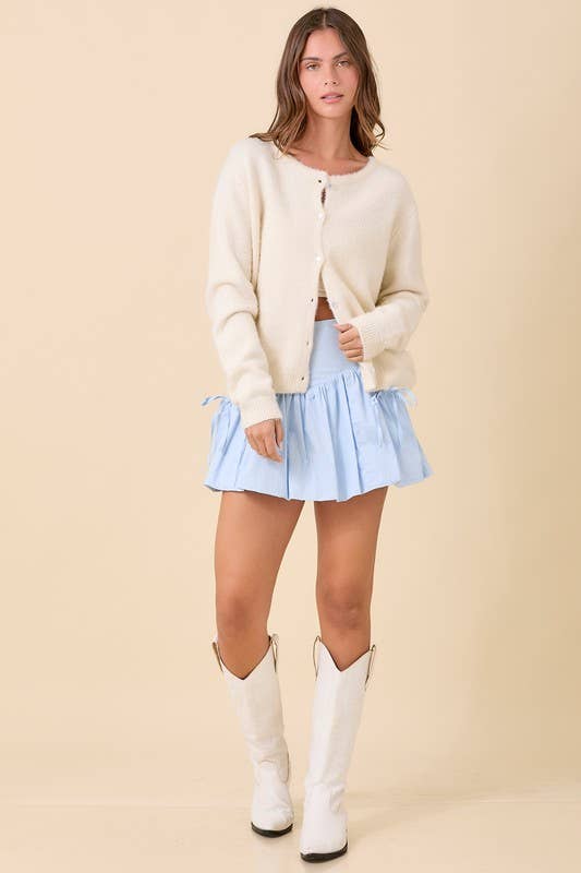Bubble Skort With Ribbon Bow Tie Pocket Detail: LIGHT PINK / S