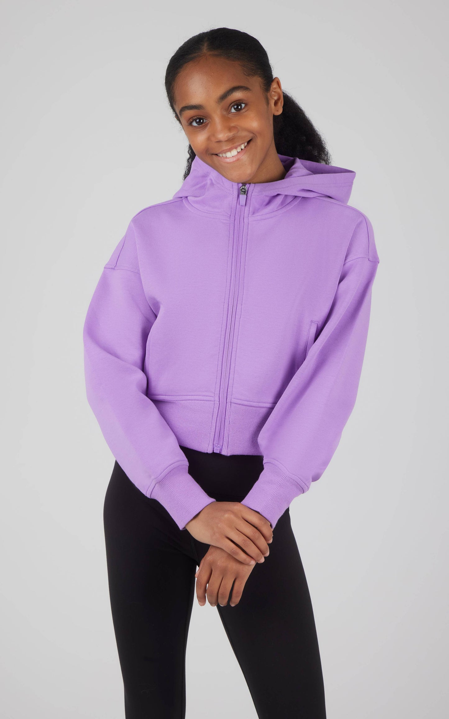 Girls Scuba Full Zip Everyday Hoodie Jacket: PAISLEY PURPLE