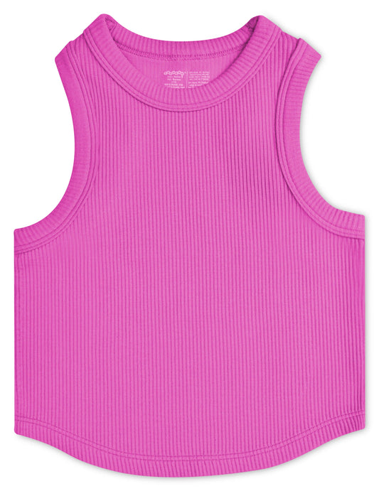 PRETTY PINK CROPPED RIBBED RACERBACK TANK TOP (SM/ MED)
