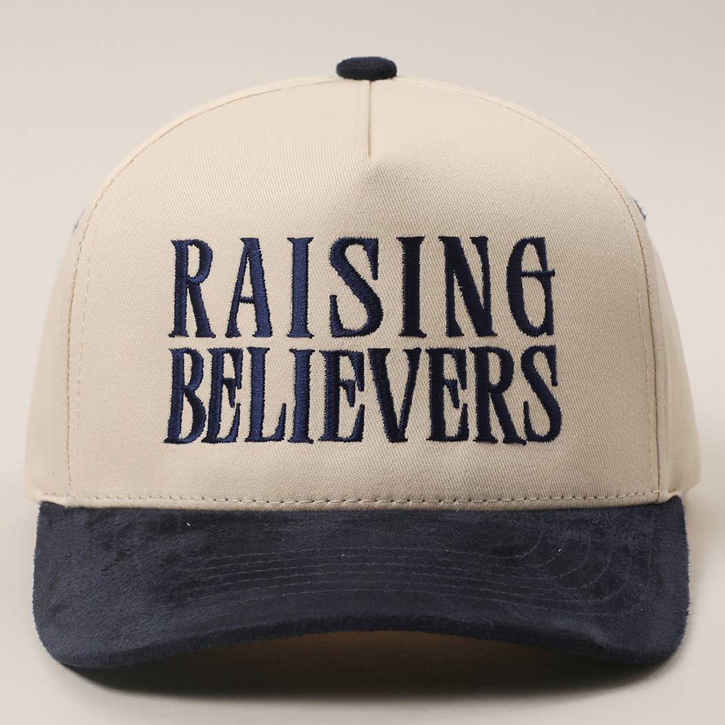 RAISING BELIEVERS Suede Two-Tone Trucker Hat: BLK / One Size