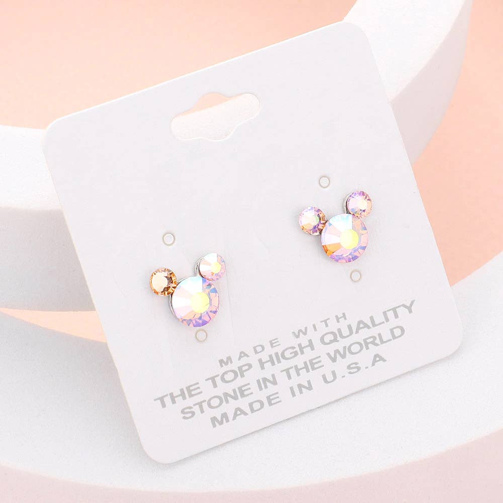Mouse Character Stud Earrings: Aqua