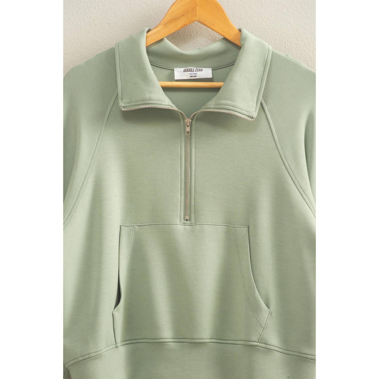 Scuba Half Zip-Up High Neck Collar Sweatshirt: DEEP GREEN / S-M-L(2-2-2)