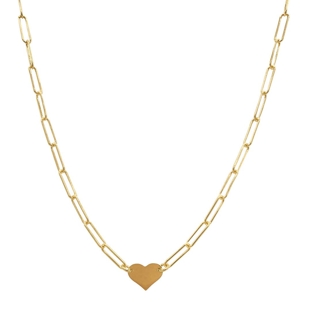 Heart Necklace with Paperclip Chain gold