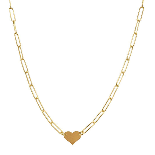 Heart Necklace with Paperclip Chain gold