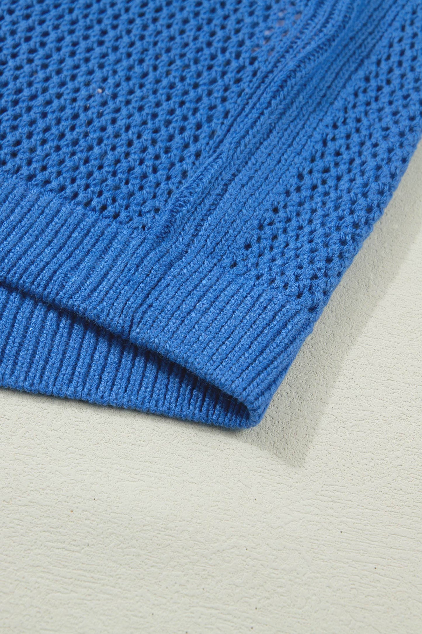 Blue American Flag Knit Short Sleeve Sweater Top: Sky Blue / 100%Acrylic / S
