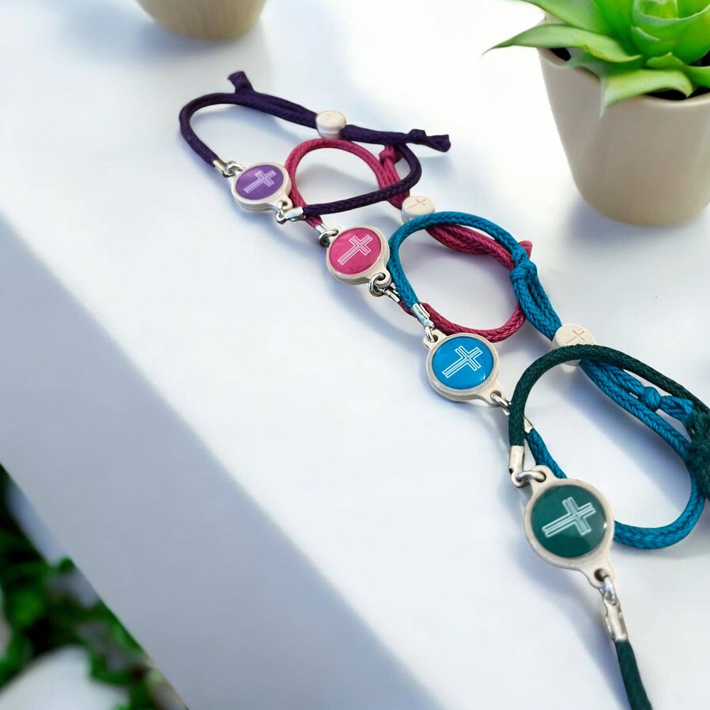 Tap To Pray™ - Survivor Series Handmade Bracelets: Honeysuckle + Cross