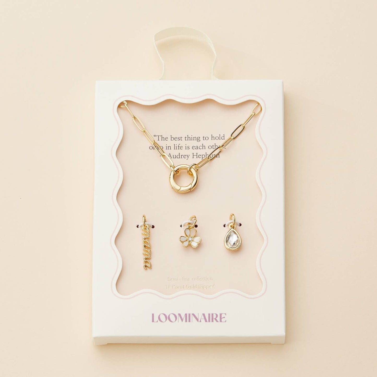 Mama Gold Dipped 18k Teardrop and Flower Charm Necklace: Gold / One / 4DN18084