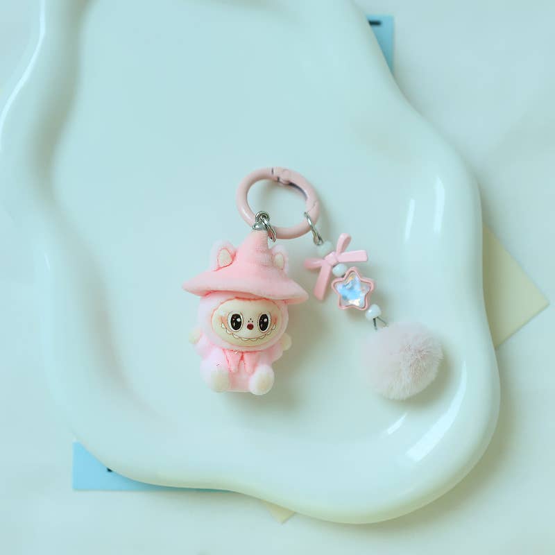 Velvet Wizard Labubu Doll Keychain: Darkblue / M