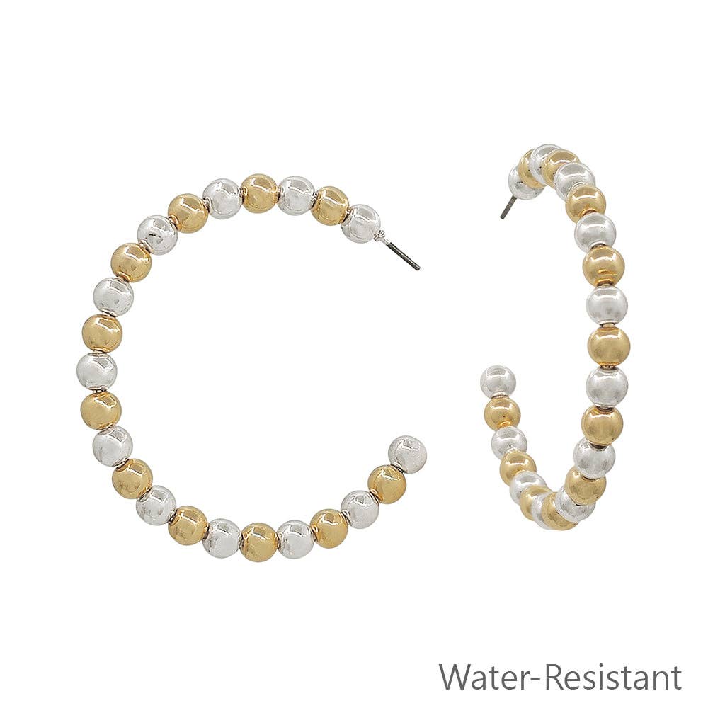 Water Resistant Gold and Silver Graduated 2" Hoop Earring