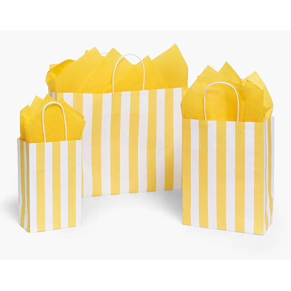 Yellow Cabana Stripe Paper Gift Bags: 250 Pack / Vogue 16x6.25x12.25"