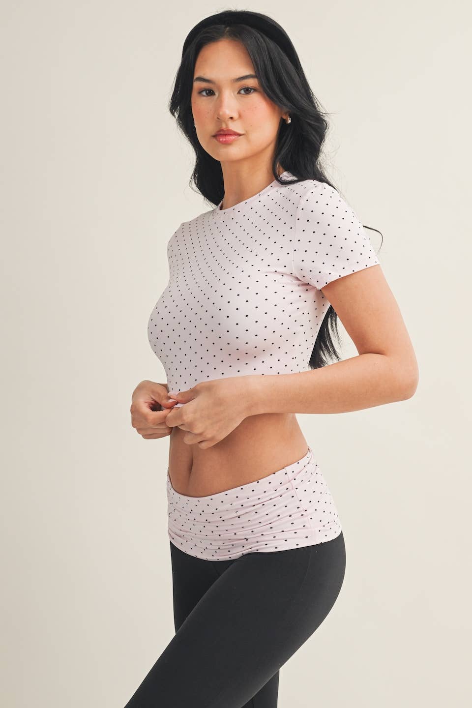 Polka Dot Soft Knit Jersey Crewneck Tee: Blue Polka Dot / S