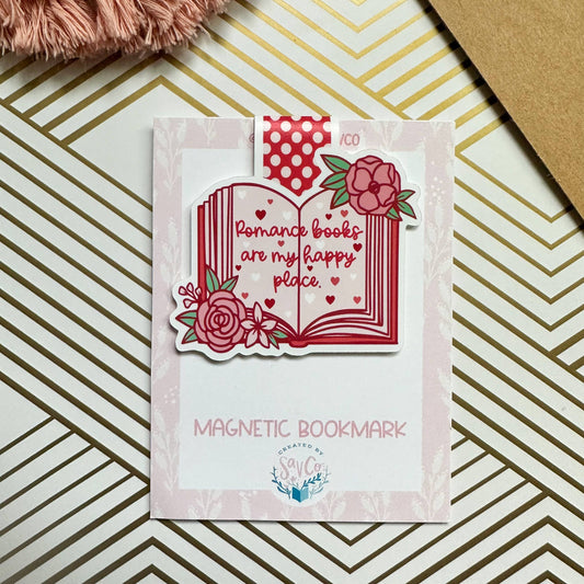 Romance Books Are My Happy Place Cute Magnetic Bookmark