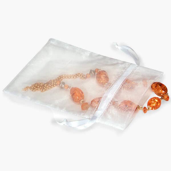 Organza Sheer Bags with Satin Drawsting Ribbon : Neon Pink / 10 Pack / 3x4"