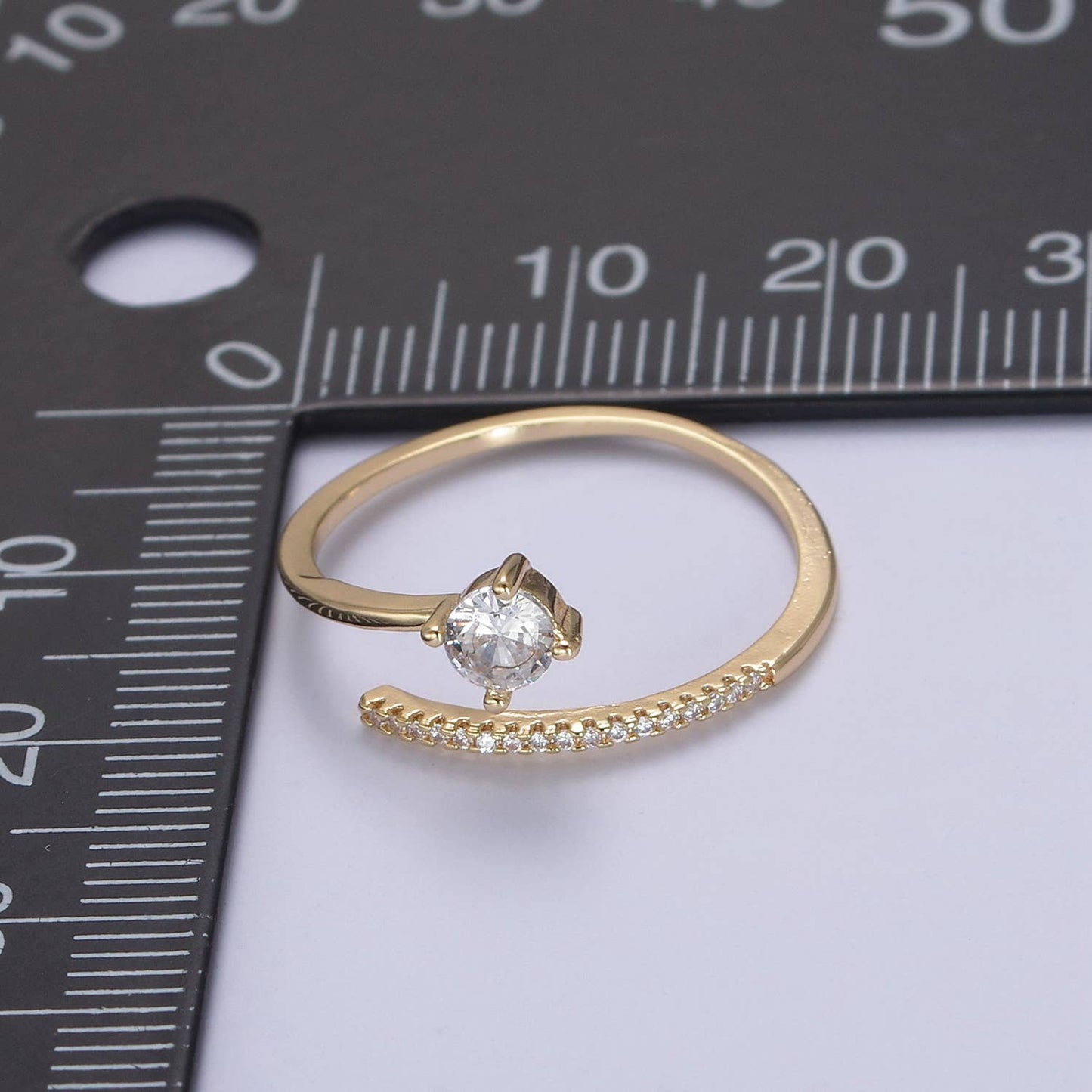 Elegant CZ Stone Micro Pave Minimalist Open Adjustable Ring