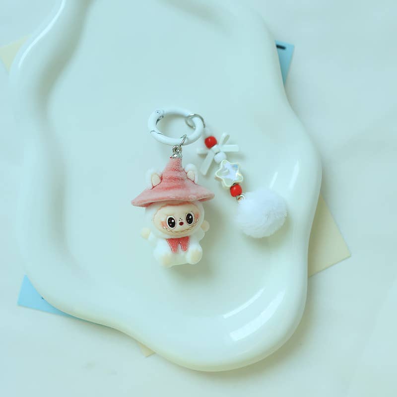 Velvet Wizard Labubu Doll Keychain: Darkblue / M