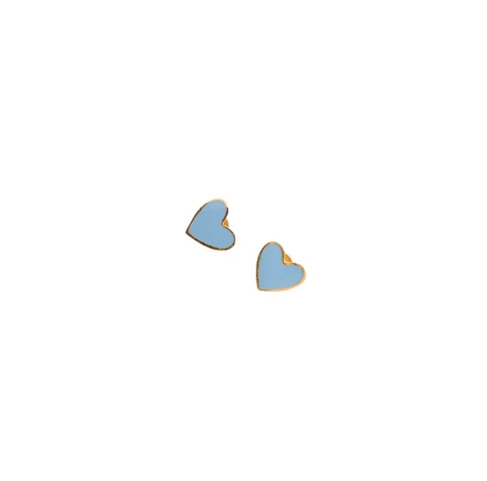 Enamel Heart Stud Earring - Hypoallergenic, Flat Back, Girl : Pink