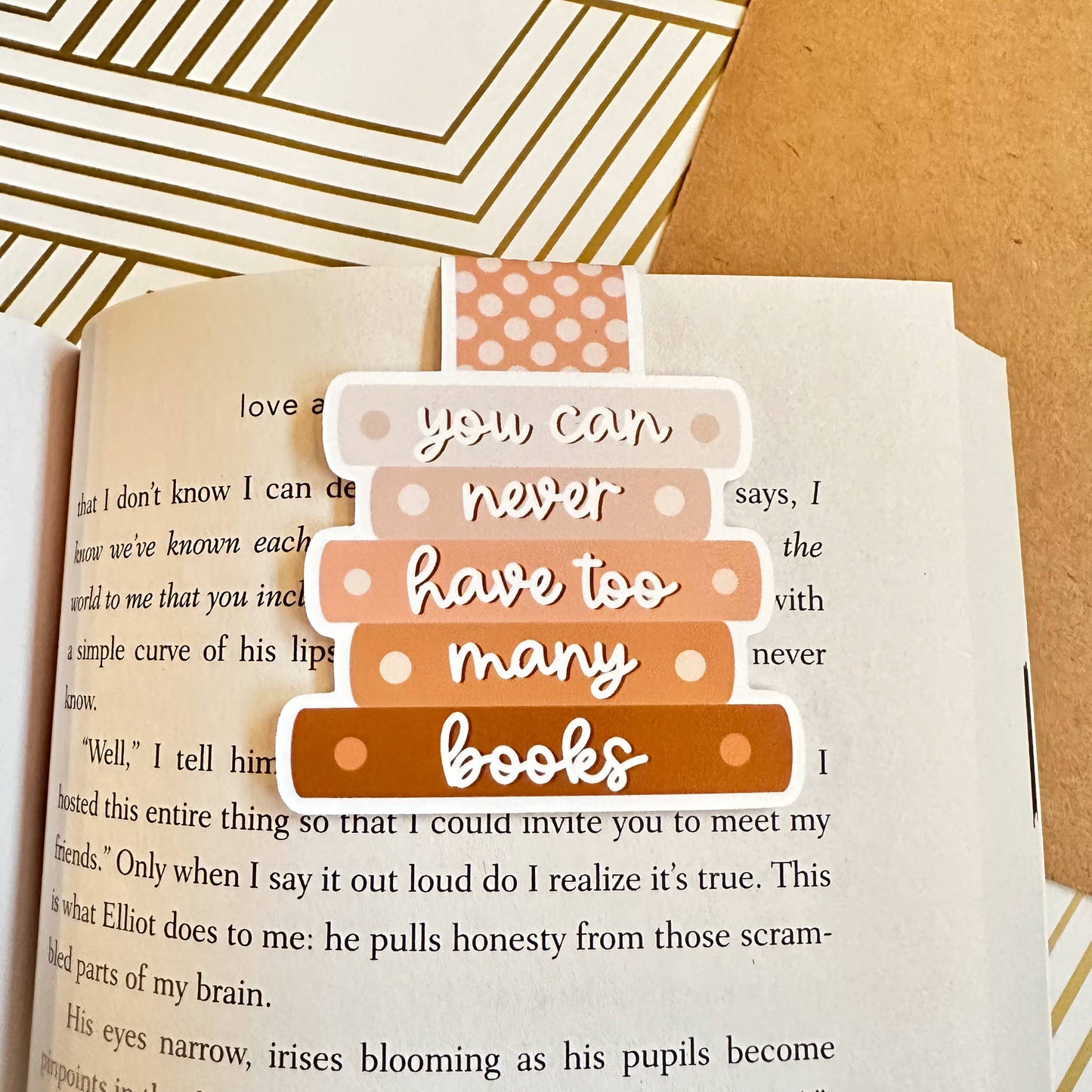 You Can Never Have Too Many Books Cute Magnetic Bookmark: Pinks