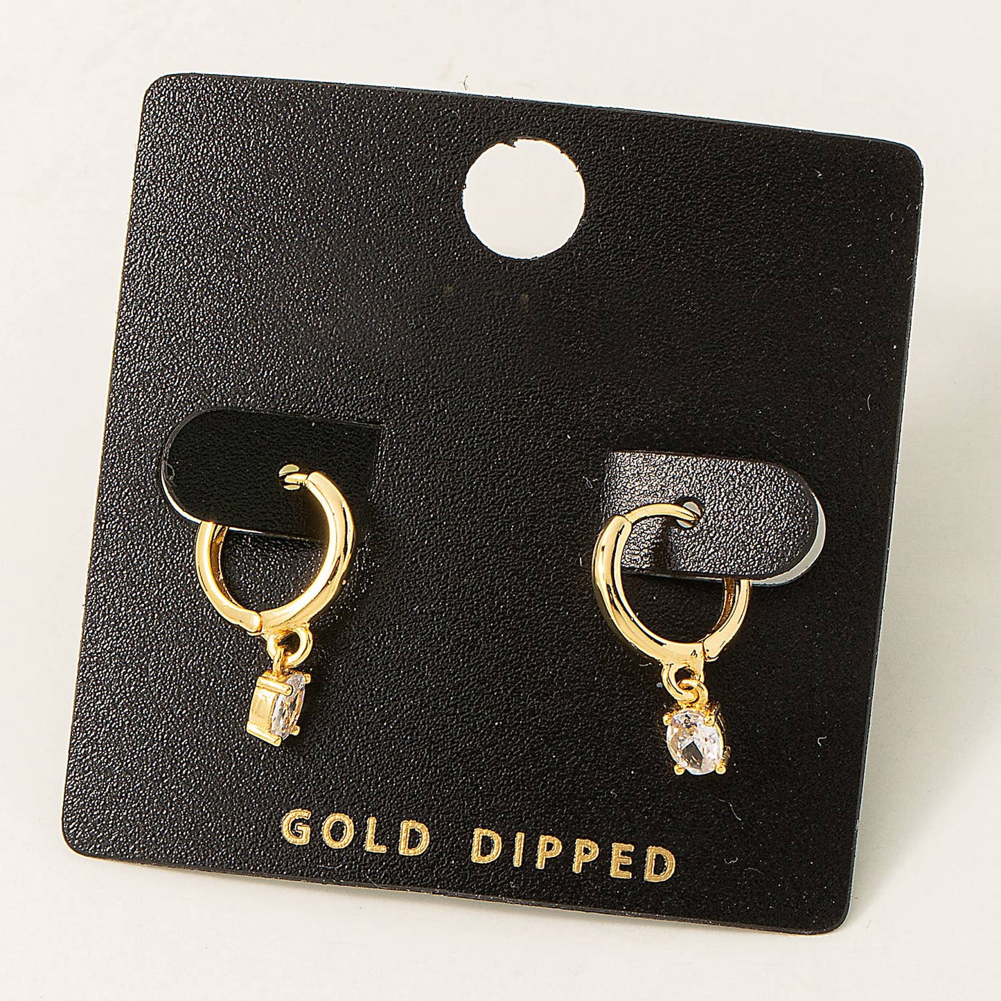 Gold Dipped Mini Rhinestone Huggie Earrings: G