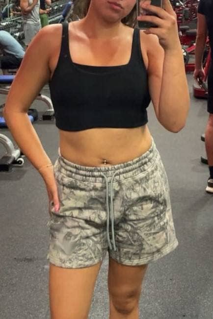 Essential woodland tree camo workout shorts - 4 colors: Cement / XL