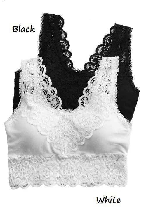 Padded Lace Bralette: BLACK / 3-3 (S/M-M/L)