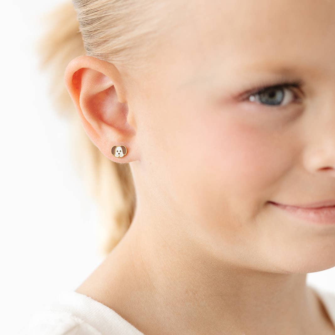 Dog Stud Earrings - Hypoallergenic, Flat Back, Girl Gift: Pair