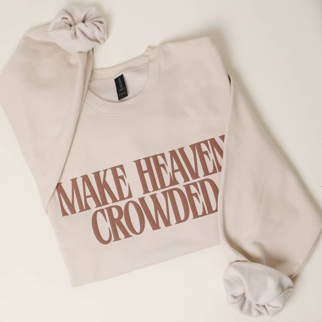Make Heaven Crowded PUFF MIDWEIGHT Sweatshirt: BROWN SAVANA / L