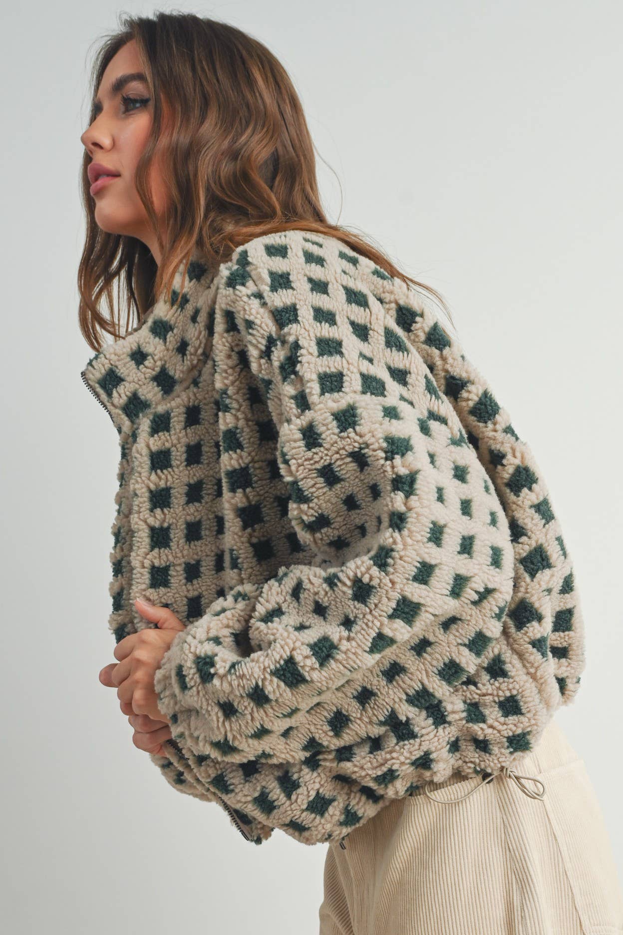 Fuzzy Sherpa Jacket - BMJ7254: TAUPE MULTI / L