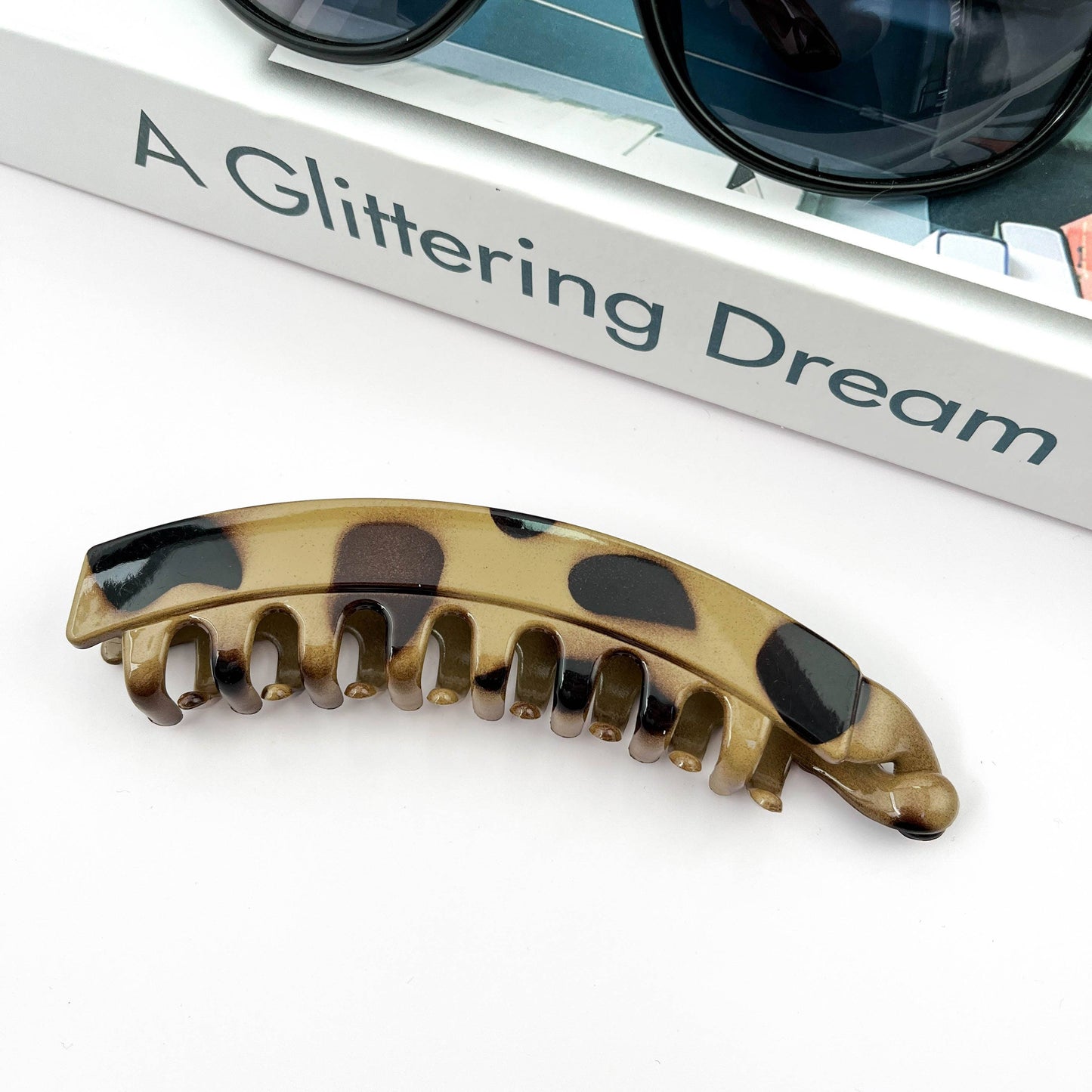 Vintage Leopard Print Hair Clip, Banana Clip: Light Brown