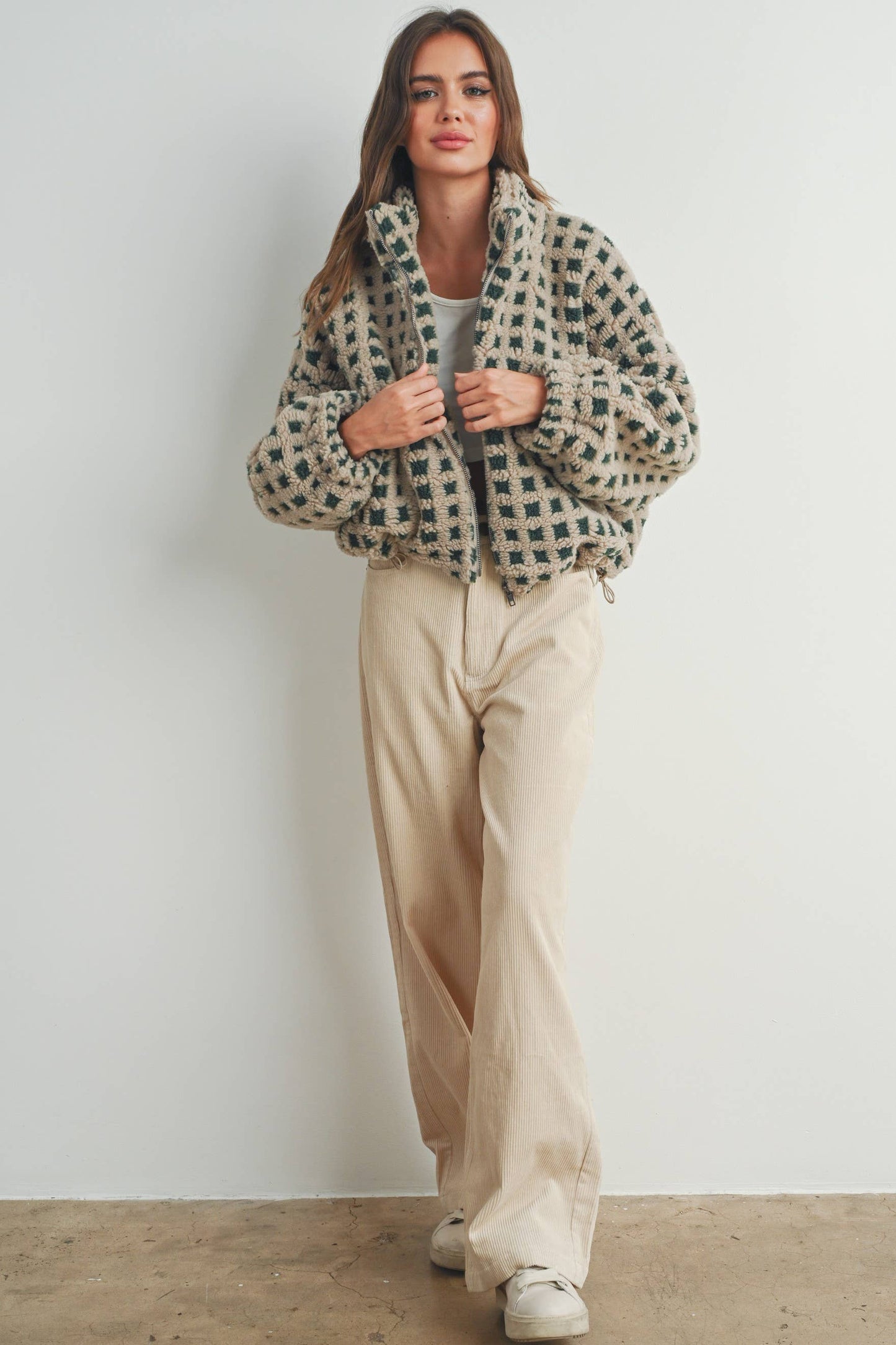 Fuzzy Sherpa Jacket - BMJ7254: TAUPE MULTI / S