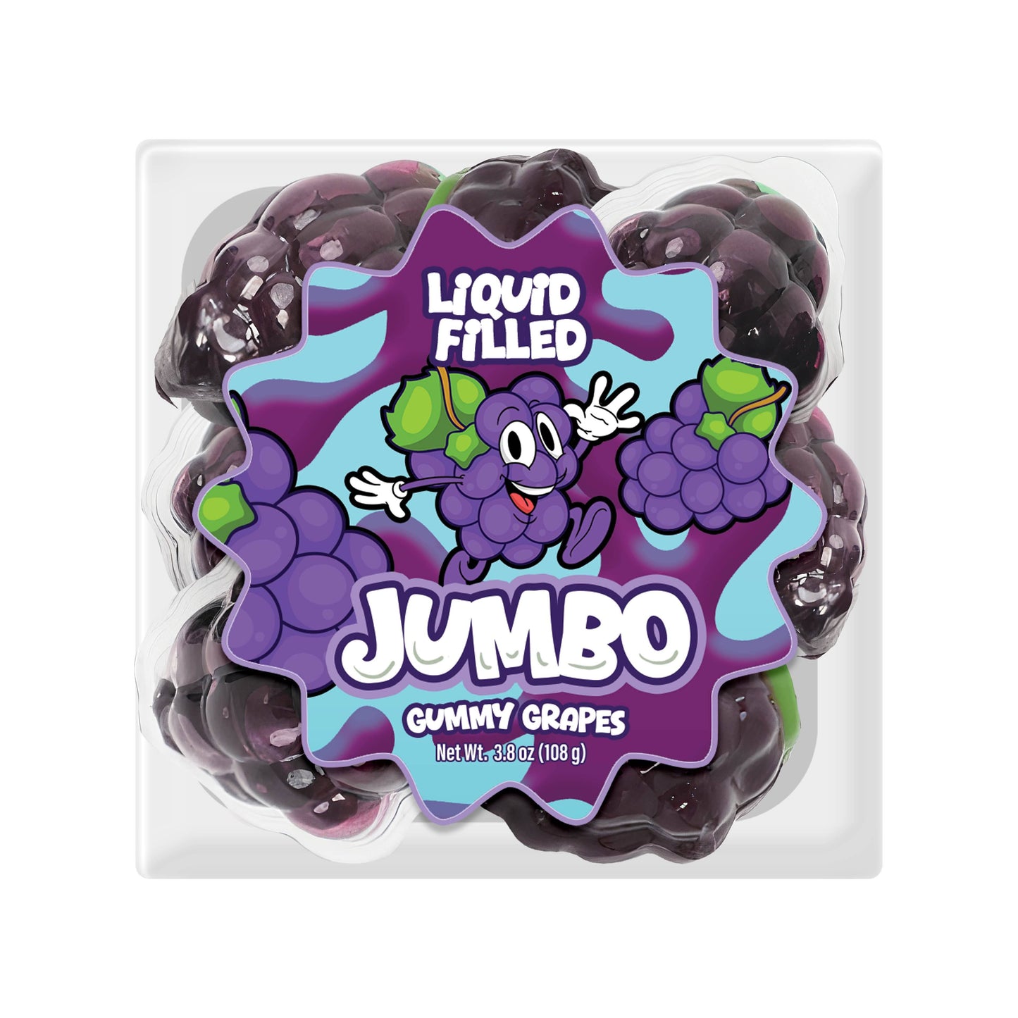 Liquid Filled Grape 4D Realistic Gummy Candy 8 Count Display