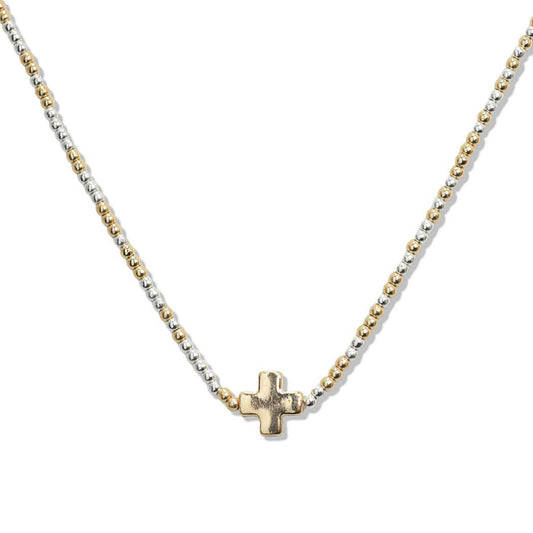 CROSS ACCENT BALL BEADED NECKLACE: Multi / ONE SIZE