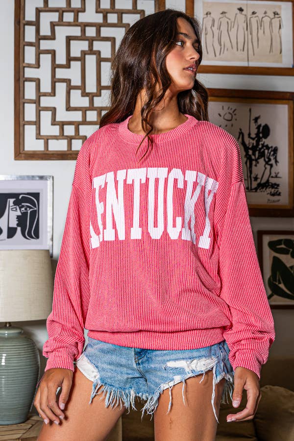 T1770M 'KENTUCKY' Comfy Oversize Graphic Sweatshirt, Gameday: ROYAL BLUE / S-M-L (2-2-2)