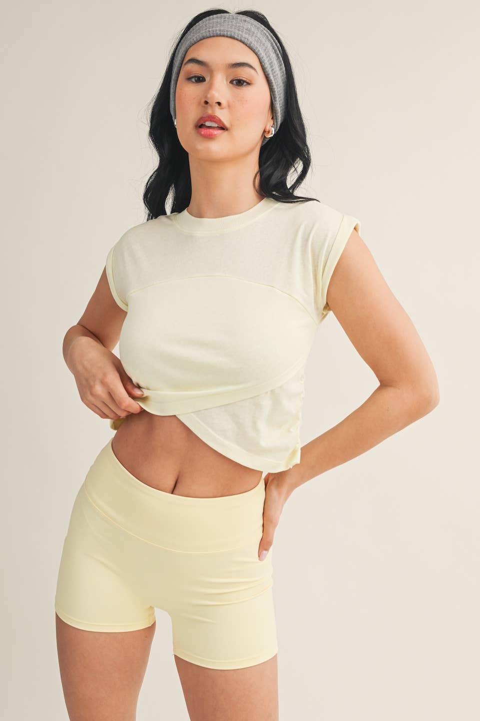 Slub Crossover Top: Lemon / M
