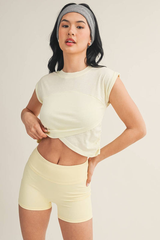 Slub Crossover Top: Lemon / M