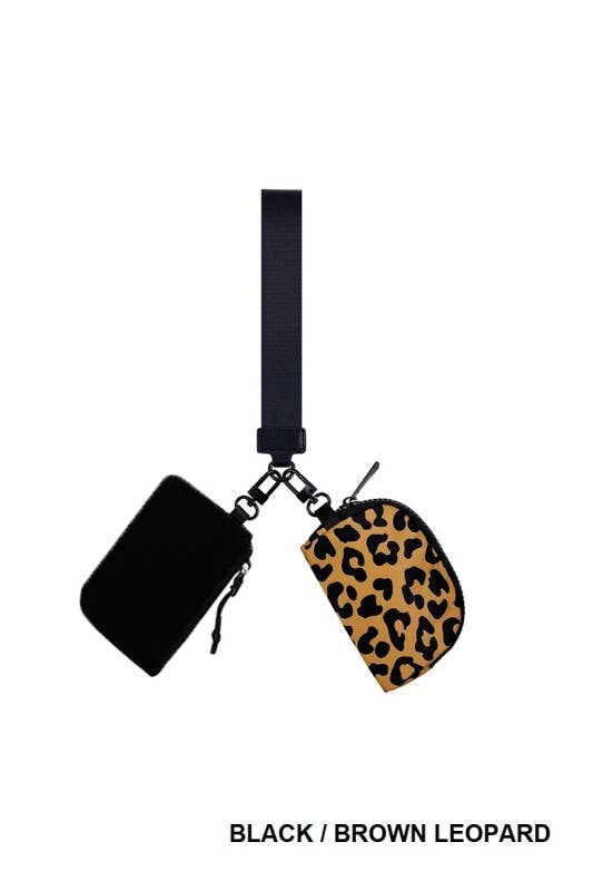 Dual Pouch Wristlet Keychain Wallet: BOWKNOT BLACK/BLACK / 1 (ONE SIZE)