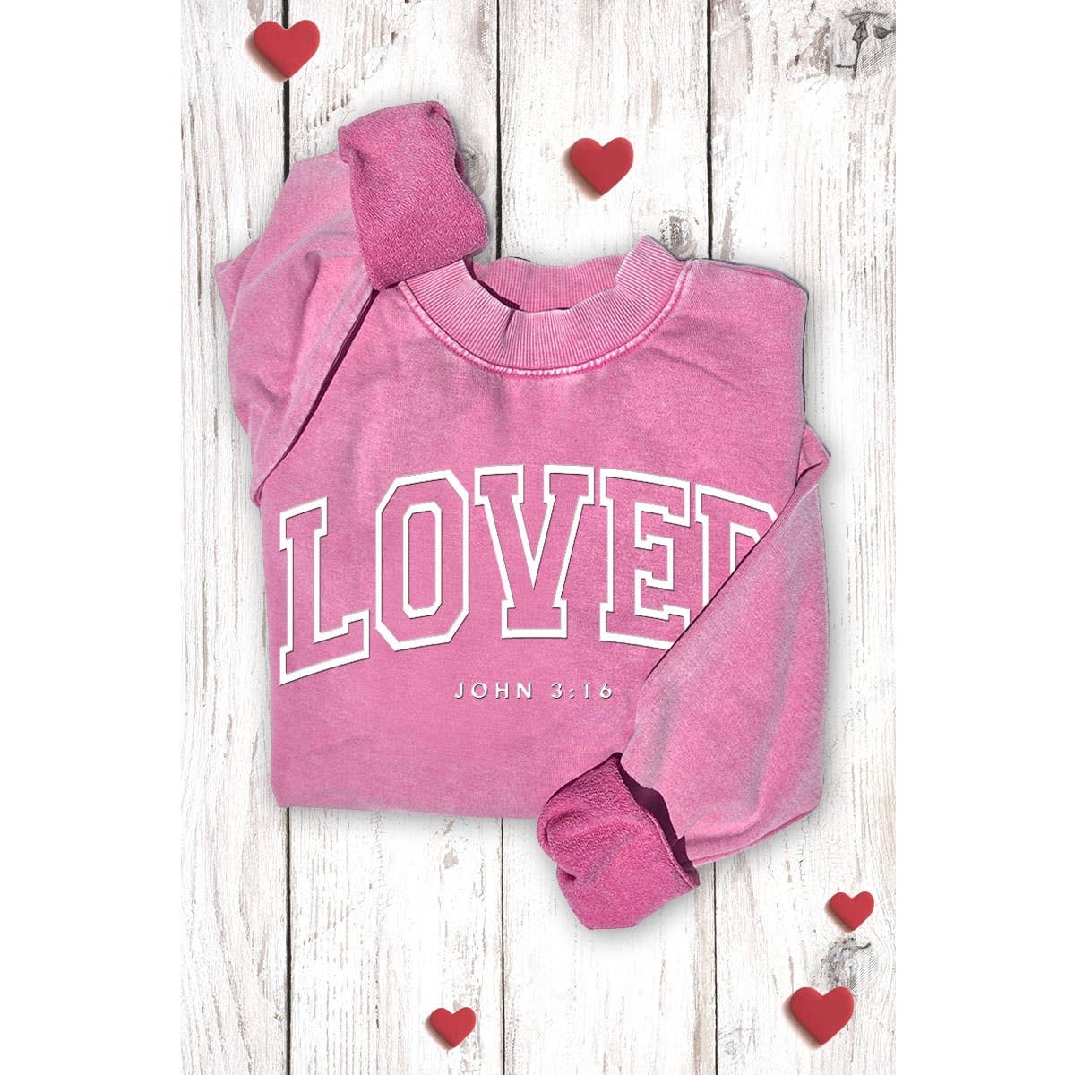 LOVED PUFF PRINT MINERAL GRAPHIC SWEATWHIRTS: MINERAL VINTAGE RED / S-M-L-XL(1-2-2-1)