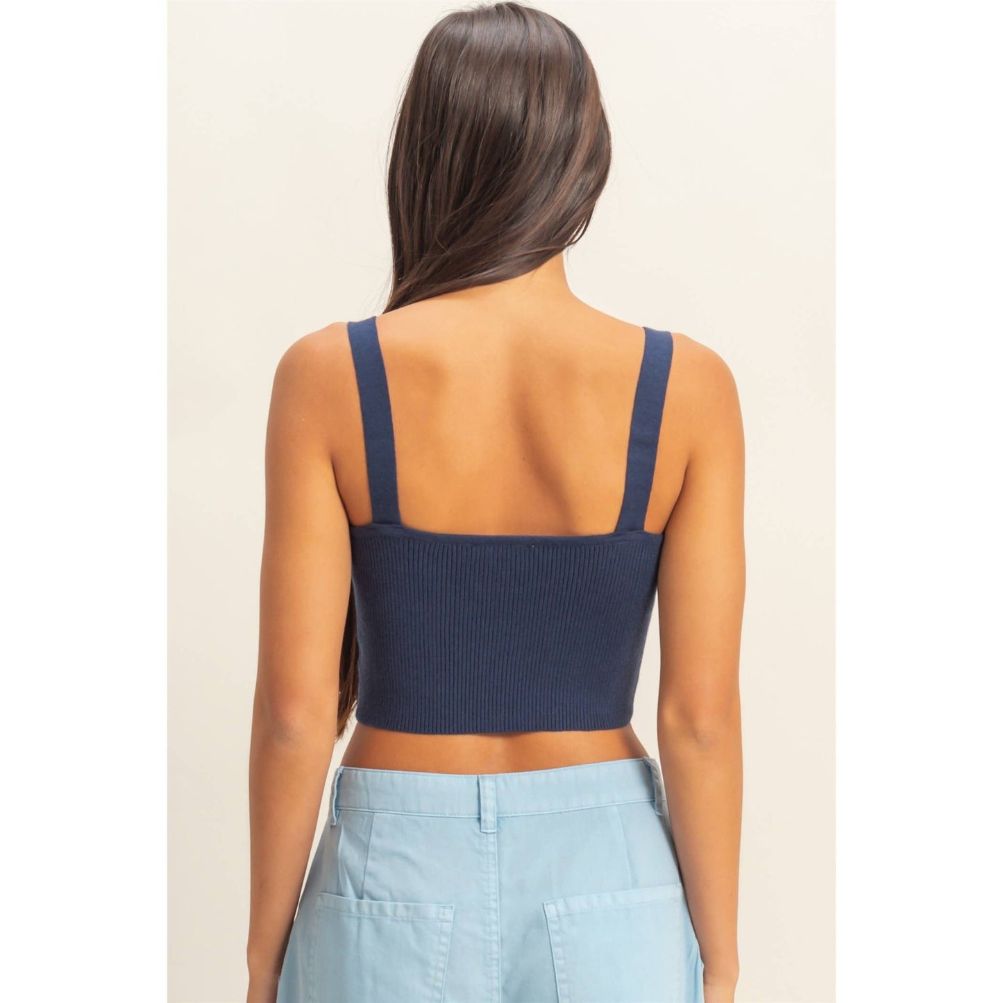 Ribbed Cropped Tank Top: CORAL / S-M-L(2-2-2)