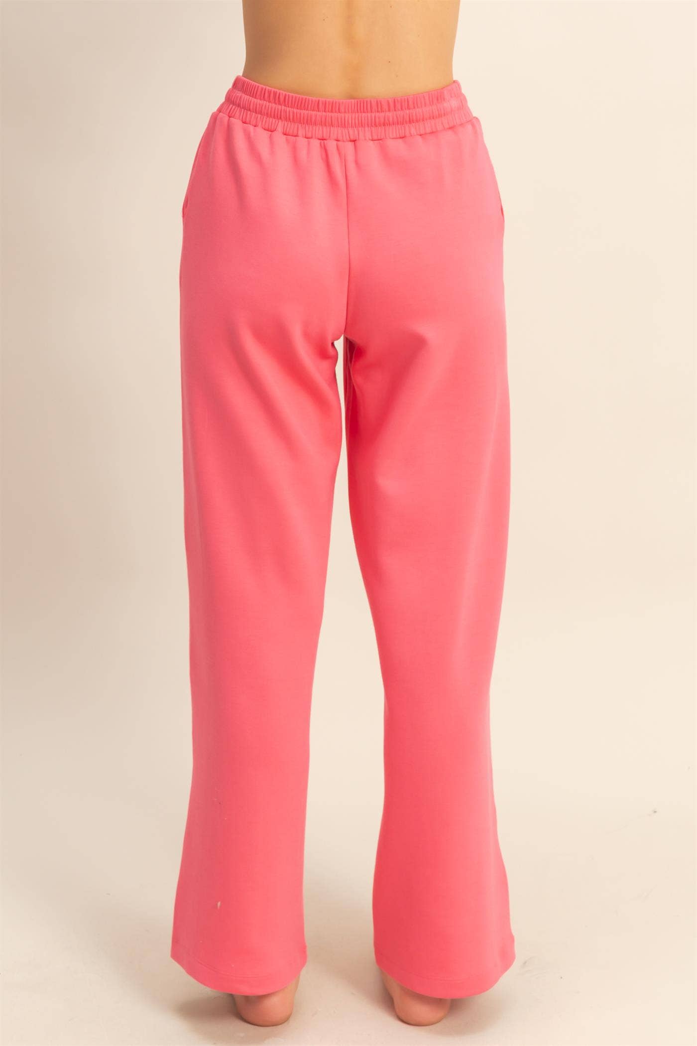 Scuba High-Waist Wide-Leg Drawstring Sweatpants: DEEP GREEN / S-M-L(2-2-2)